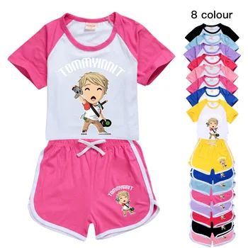 TOMMYINNIT Baby Girl Apģērbu Kokvilnas Toddler Zēni Tērpiem Poliestera Bērniem Vasarā Īsām Piedurknēm T Krekls, Bikses, Sporta Tērps Tīņi Augšu