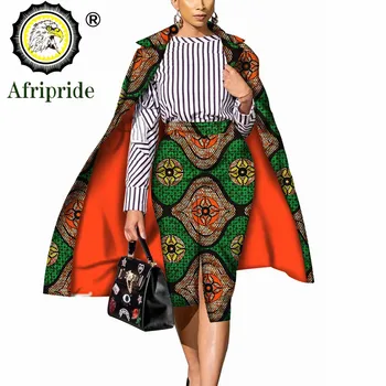 Āfrikas 2 Gabals Tērpi Sievietēm Garš Mētelis+ankara Svārki Drukāt Dashiki Drēbes Dashiki Set Plus Lieluma Bazin Riche AFRIPRIDE S1826008