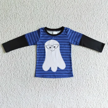 Halloween Bērniem, Baby Boy Melna Kokvilnas Krekls Ar Garām Piedurknēm Garu Svītru Top Vairumtirdzniecības Bērniem Zīdaiņu Šausmu Brīvdienu Jaunas Drēbes