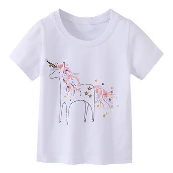 Maz maven Vasaras Drēbes Mazulim Meitenes Jauki Unicorn T-krekls Balts Diezgan Mīksts Kokvilnas un Komfortu Bērni 2-7 gadu