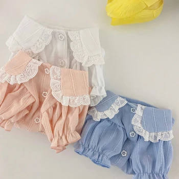 Korejiešu Versija Pet Vasaras Drēbes, Mežģīnes, Mežģīņu Suņu Apģērbu Teddy Krekls Kucēns tīrtoņa Krāsu divkājainas Apģērbu Dzimšanas dienas Dāvana