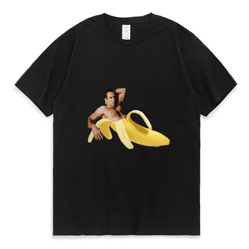Mlg T Kreklu Apdruka Vīriešu Sieviešu Nicolas Cage Ar Banānu Sākotnējā Dzeltenā T-Krekls Ar Īsām Piedurknēm Vasaras Kokvilnas Jautri Grafiskais Izdrukāt Tees Vīrietis