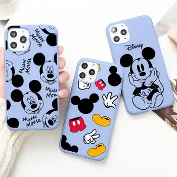 Disney Mickey Minnie Mouse Tālrunis Lietā par iPhone 13 12 mini 11 Pro Max X XR XS 8 7 6s Plus Konfektes violeta Silikona vāciņu
