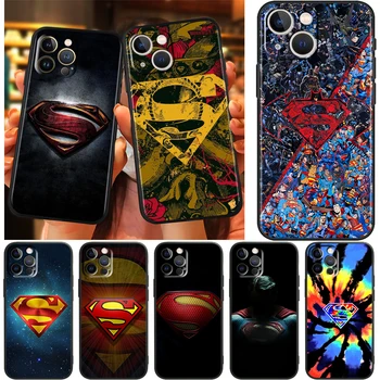 DC Superman Logo Case For Apple iPhone 14 13 12 11 Pro Max Mini XS Max X XR 7 8 Plus TPU Black Tālruņa Vāciņu Core Coque Capa Shell