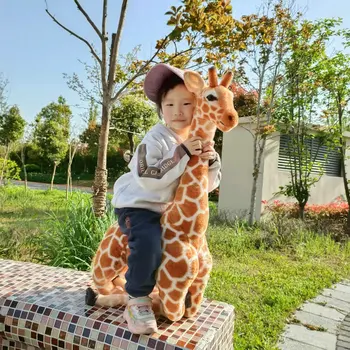 30-140cm Milzu Reālo Ainu Lelle Žirafe Plīša Rotaļlieta Pildījumu Lielās Briežu Lelles Mīkstas Dzīvnieku Spilvens Karikatūra Dzimšanas dienas Dāvana Bērniem Baby