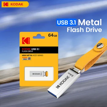 Kodak USB 3.1 16GB Metāla Pen Drive K123 Mini Memoria Usb Key ātrgaitas 120MB/S Ādas Landyard PC MacBook Freeshipping