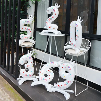 2022 Jaunu 32inch Balta Stāv Numuru Balonu Happy Birthday Modelis Vainagu Folijas gaisa Balons, Bērnu Dušas, Dzimšanas dienas Partijas Apdare