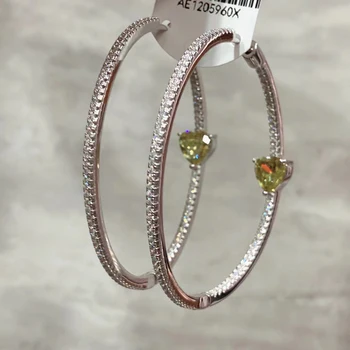 925 sterling sudraba inkrustēts green crystal light sapphire sirds ausu gredzeni sieviešu modes luksusa saderināšanās izsmalcinātu rotaslietas