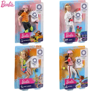 Barbie Olimpiskajās Spēlēs Tokijā 2020. Gadam Jaka Sporta Alpīnists/Skateboarder/Softbola/Karatē Lelle ar Vienādu Rotaļlietas Meitene dzimšanas dienas Dāvanu GJL73