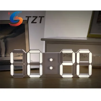 TZT 4-Ciparu 3D LED Pulkstenis Wifi Sienas Pulkstenis Perpetual Kalendārs Elektronisko Pulksteni (Balta Gaisma, Balts Apvalks)