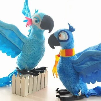 pāris lielo izmēru papagailis rotaļlietas Rio filmu papagailis lelles Blu un Dārgakmens plīša rotaļlietas, dāvanu par 48cm 0081