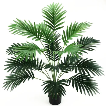 Lielu Mākslīgo Palmu Koku Tropu Augu Podos Plastmasas Viltus Augu Zaļās Lapas, Kāzas, Ziemassvētku Piemājas Dārzā Istaba Rotājumi
