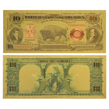 WR USD Prop Naudu 1901 10 Gadu ASV Dolāru Zelta Folija Banknotes tiek Viltotas Naudas Rēķinu Bezskaidras valūtas Banknotēm Mājas Apdare Dāvanu