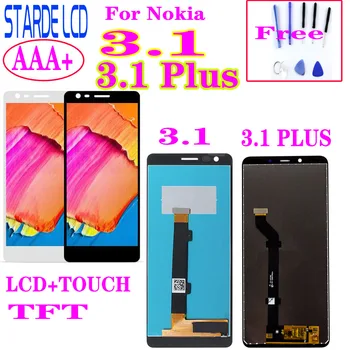 AAA+ Nokia 3.1 LCD Displejs, Touch Screen Digitizer Montāža Nomaiņa Nokia 3.1 plus LCD TA-1118 TA-1104 TA-1125