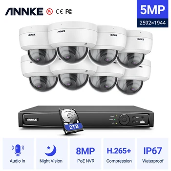 ANNKE H500 16CH 6MP VRR PoE IP Kameras Drošības Sistēmas 8pcs 5MP Nakts Redzamības IP67 Waterproof Āra Iekštelpu CCTV Uzraudzības Komplekts