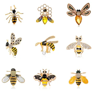 Modes Rhinestone Bišu Piespraudes Dāvanas Sievietēm Emaljas Dzīvnieku, Kukaiņu Spider Broša Pin Bugs Rotaslietas Šalle Klipu Urbis