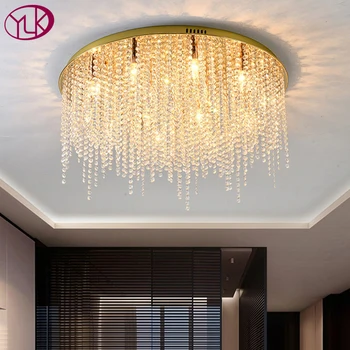 Apaļā dzīvojamo istabu, kristāla lustra luksusa zelta mājas dekori griestu gaismas ķermenis kvadrātveida dizains guļamistabas led cristal lampas