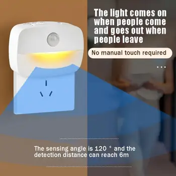 Sensors Nakts Gaisma ES Plug PIR Kustības Sensoru, LED Gultas Smart Nakts Gaisma Mājās, Koridora Skapis Guļamistabā Sienas Lampa, Skapis