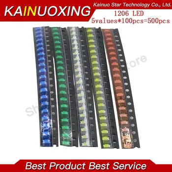 5 krāsas x20pcs =100gab SMD 1206 led komplekts Sarkana/Zaļa/Zila/Dzeltena/Balta, LED Gaismas Diodes Bezmaksas Piegāde! KOMPLEKTS