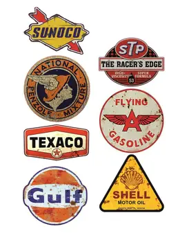 Par 7x Naftas Uzlīme Youngtimer seno spēkratu STP Shell, Texaco V8 KULT ASV #961