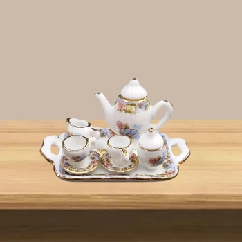 Miniatūras Porcelāna Tējas Tasi Uzstādīt Namiņš Apdare Bērniem, Rotaļlietu Restorāns