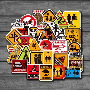 50 GAB. Brīdinājuma Uzlīmes Bīstamības Zīmes, kas Aizliedz Atgādinājums Ūdensizturīgs Decal Uzlīmes DIY Klēpjdatoru Motociklu Bagāžas Snovborda Auto