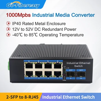 8Port Gigabit Ethernet L2+ Izdevies Rūpniecības PoE Switch Atbalsta IEEE802.1ad Q-in-Q VLAN Kraušanas Stabilu IP40 Alumīnija Slēdzis