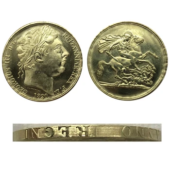 AK 1820 Lielbritānijas 5 Mārciņas Džordžs III Modelis, Metāla, Misiņa, Zelta Monētas, Ķīna Liešanas Reprodukcija Suvenīru Kolekciju Monētas