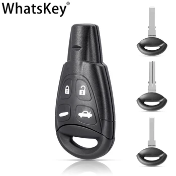 WhatsKey Jaunas Rezerves Keyless Auto atslēgu Apvalka Saab 93 95 9-3 9-5 2003. - 2007. Gadam Mīkstās Pogas Tālvadības taustiņu Gadījumā Neslīpēts Mazs asmens