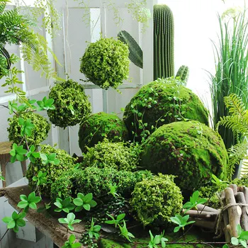 Zaļo Mākslīgo Augu, Sūnu Bumbu Topiary Koku Kāzu Svinības Mājās, Āra Apdare, Augi Plastmasas Zāli Bumbu