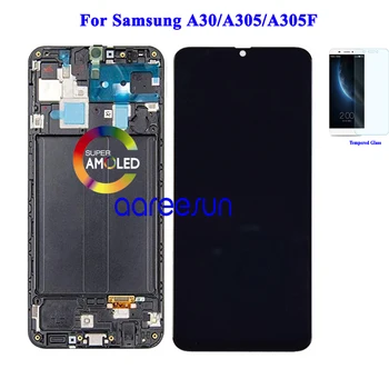 Super Amoled Ekrānu Oriģināls Samsung A30 A305 LCD Samsung A30 A305F Displejs LCD Ekrānā Pieskarieties Digitizer Montāža