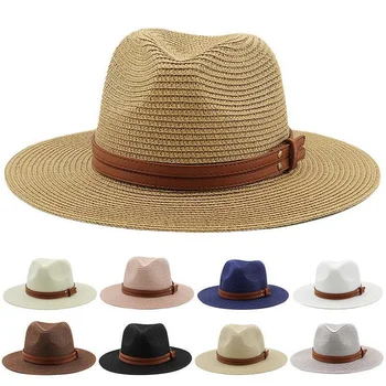 Modes Panamas Cepures Sievietēm Vasarā Elpojošs Lielas Platām Malām, Salmu Saules Cepure UPF50 UV Aizsardzība Vīriešiem Luffy Salmu Cepures Fedora