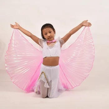 Jaunā Stila Bērnu vēdera deju gold wing apmetni, roku āķis catwalk show aksesuārus modelis spārniem pārredzamu Vēdera Dejas Ēģiptes