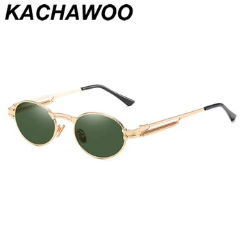Kachawoo sieviešu retro saulesbrilles vintage punk stila zelta zaļš ovālas saules brilles vīriešu kārtas uv400 unisex 