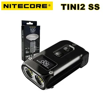 NITECORE TINI2 SS EDC Smart Lukturīti 500Lumens Nerūsējošā Tērauda divkodolu Uzlādējams LED Keychain OLED Displejs Kabatas gaismas