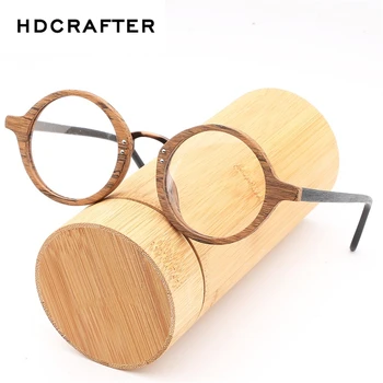 HDCRAFTER Vintage Retro Kārtu, Briļļu Rāmji Koka Recepšu Tuvredzība Brilles Ar Clear Lens Koka Lasīšanas Brilles Rāmis