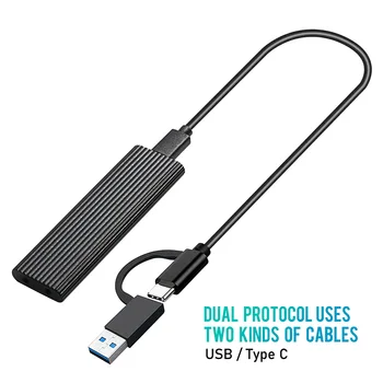 M. 2 SSD USB 3.1 Būra M. 2 NVME PCIE/NGFF SATA NVME Gadījumā Komplektu ar OTG Adapteri 10Gbps Dual Protokola Veidu-C Kaste