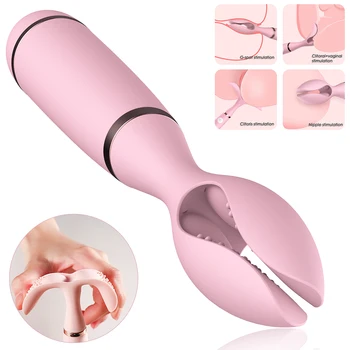USB Uzlādes Vibrācijas Massager Dubultā Klipu Vibrējošais Dzelksnis Skavas Klitora Stimulators Sievieti Pieaugušo Seksa Rotaļlietas Femmes