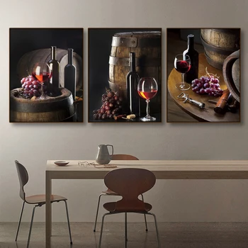 Virtuves Dekors Krāsošana Vīna Plakāti Pie Sienas Gleznas Attēlu, Mājas Dizaina Bezrāmju Mūsdienu Ziemeļvalstu Izdrukas Par Bēniņi Bezrāmju