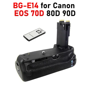 70D Battery Grip ar Bezvadu Tālvadības pults priekš Canon EOS 70D 80D 90D Nomaiņa Canon BG-E14 Battery Grip