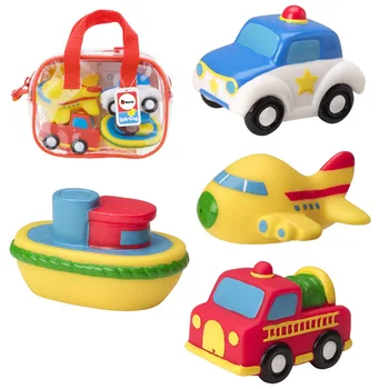 Sozzy 4gab/daudz Bērnu Vannas Squirters, Vannas Rotaļlietas Classic Transportlīdzekļi Rotaļlietas Mīkstās Plastmasas Zīdaiņu Vannas Rotaļlieta Dzinēju Automašīnu, Lidmašīnu Rotaļlietas