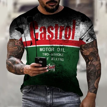 Jaunā Stila Karstā Pārdošanas 2022. 3D Vīriešu Vasaras T-Krekls Džentlmenis, Stila Dizains Castrol drukāt O-veida Kakla Īsām Piedurknēm Lielgabarīta Topi, t-veida
