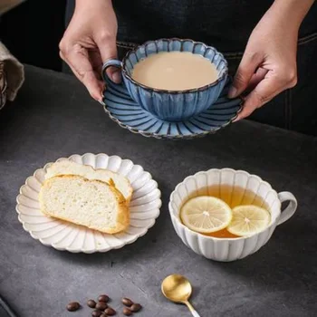 Japāņu Retro Keramikas Krūze Liela Jauda, Krizantēmu Formas Piena Tējas Tase Brokastu Krūze Ēdiens Pēcpusdienas Kafijas Krūze Mājas