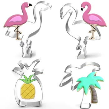 Radošā Cookie Cutter Pelējuma Flamingo Ananāsu Formas Nerūsējošā Tērauda Cepumu Pomādes Kūku Veidnes Kūka Pelējuma Cepšanas virtuves Rīki