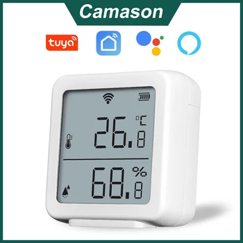 Camason Tuya WIFI Temperatūras un Mitruma Sensoru Iekštelpu Termometru, Higrometru, Detektors Atbalstu, Alexa, Google Home smart dzīve