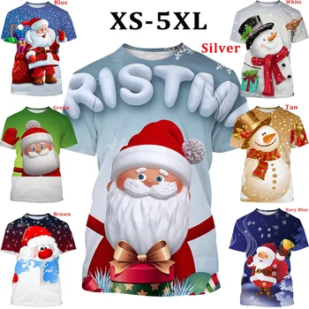 Ir 2021. Jauniem Vīriešiem/Sievietēm/Bērniem Ziemassvētku T-krekls Santa Claus Īsām Piedurknēm 3D Iespiesti Atdzist Ziemassvētku Priekšvakarā, T-krekls