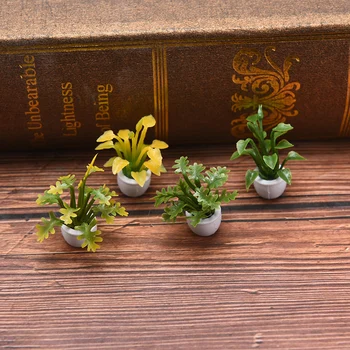 1:12 Leļļu Nams Miniatūri Puķu Podu Augu Modeli, Dārza Piederumi DIY Rotaļlietas