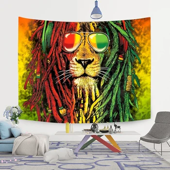 Simsant Rasta Rastafarian Gobelēns Lion Head Bob Marley Gobelēns Sienas Karājas Fons Dzīvojamā Istaba Guļamistaba Dekori GTSIZY0596
