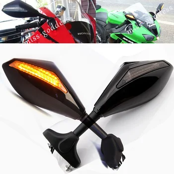Pilnīgi Jauns Motocikls LED Pagrieziena Signāla Integrētu Spoguļi Yamaha R6 R1 FZ6 FZ1