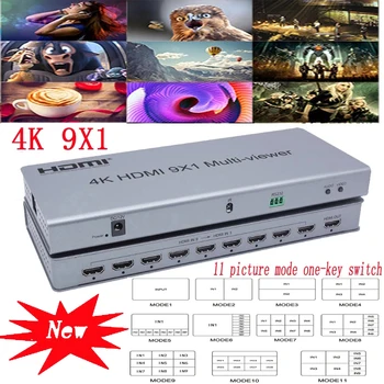 4K HDMI 9x1 Quad Multi-skatītāju HDMI Komutatoru 9 1 no Bezšuvju Daudzkanālu Switch IS Ekrāna Dalītāju Konvertētājs